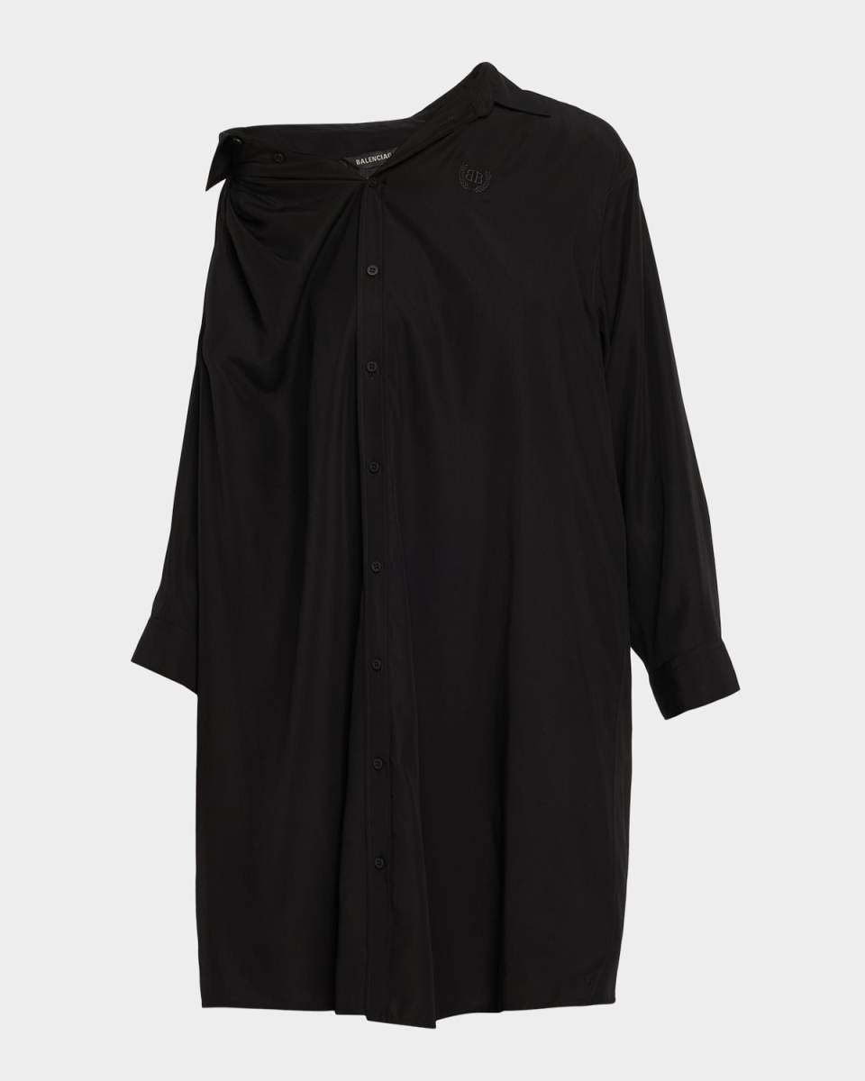 One-Shoulder Button-Down Shirtdress